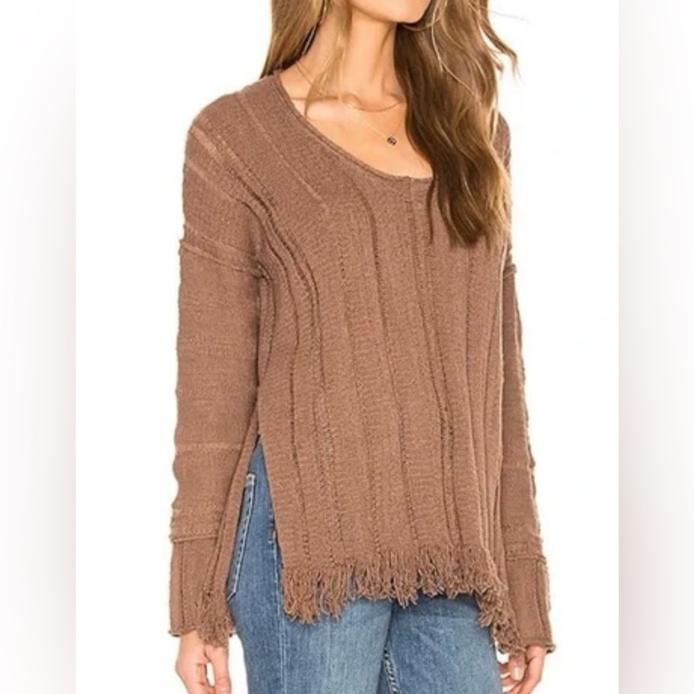 Free People Ocean Drive, boho beach Pullover, Frayed Hem lightweight Sweater